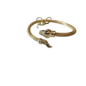 Mia Sarine Woman Fine Silver Plated Mesh Gold Tone Sneake Head Tail Bracelet